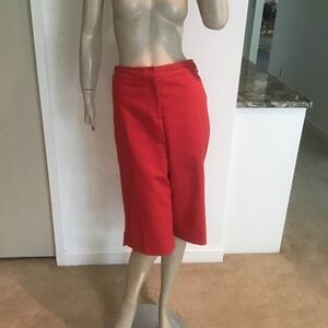 St. John Yellow Label Red Knee Length Shorts Mid Rise Tailored Dress Shorts L 12